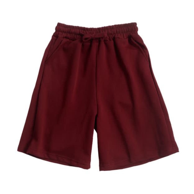 Cotton Solid Color Drawstring Pocket Shorts - Wine - 3XL - image 9
