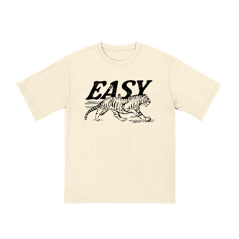 Unisex 100% Cotton Easy Tiger Print T-shirt