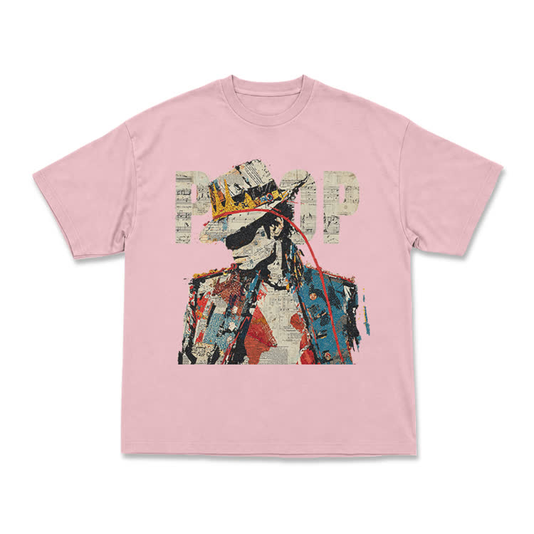 Vintage Art Crown Figure Graphic Print T-Shirt - Pink - US16-18(2XL) - image 6