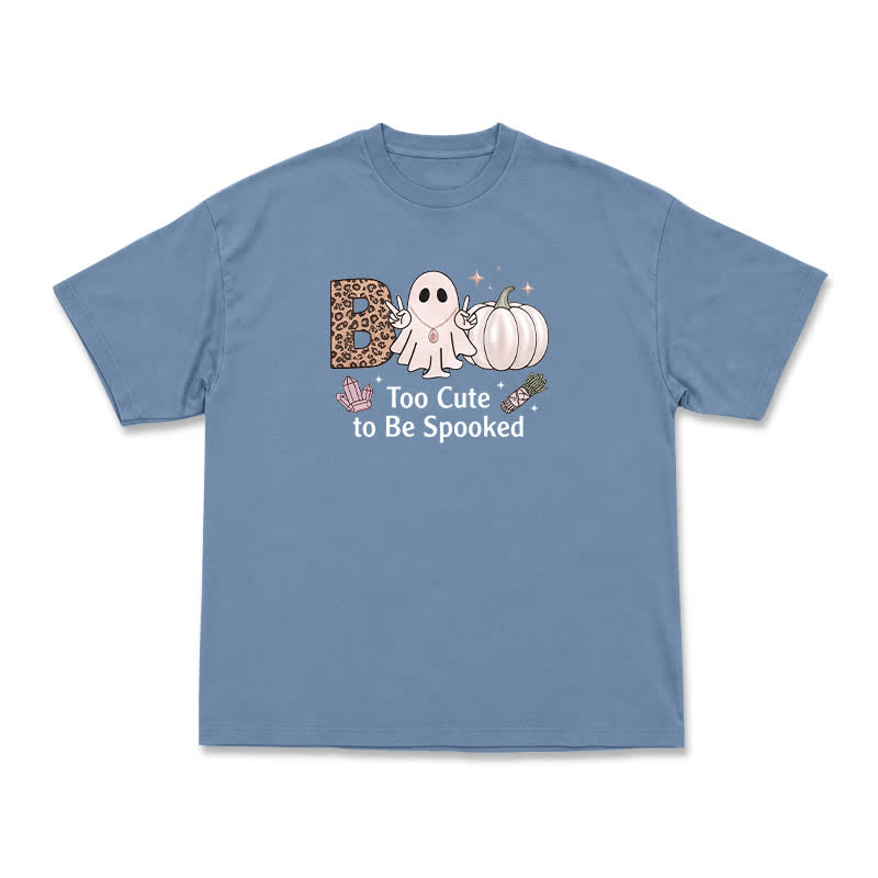 Relaxed Fit Halloween Ghost Pumpkin Illustration T-Shirt - Dusty Blue - US16-18(2XL) - image 9