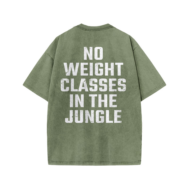100% Cotton No Weight Classes In The Jungle Gym Print Acid Washed T-shirt - Army Green - US20-22(3XL) - image 6