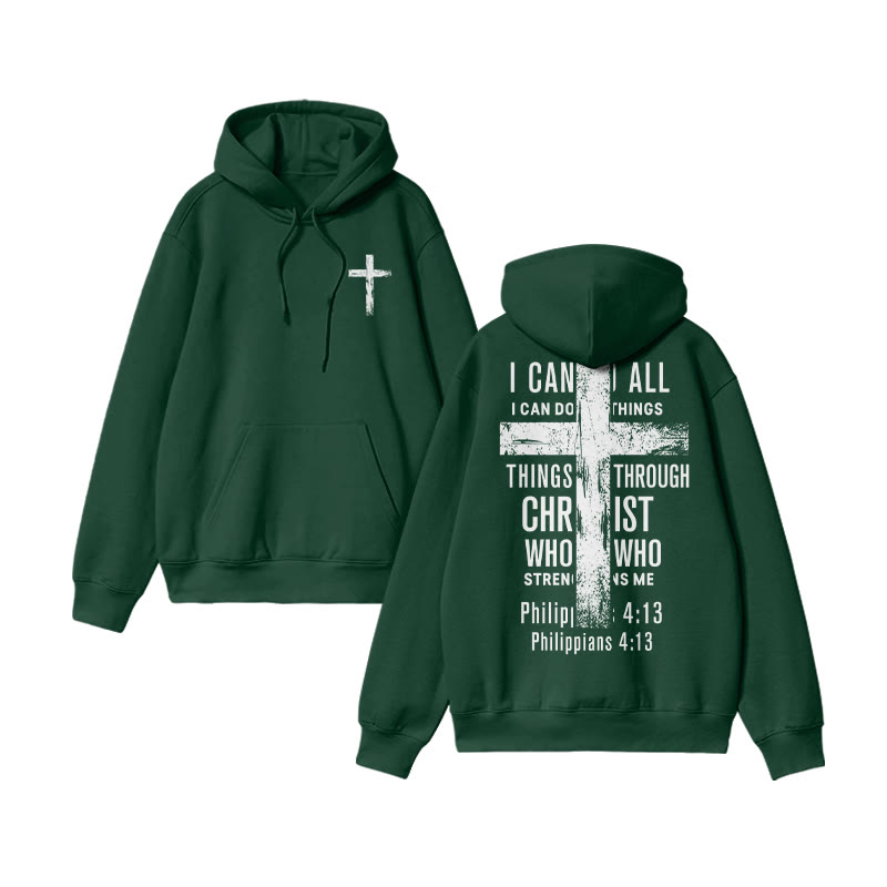 Unisex 100% Cotton I Can Do All Things Philippians 4:13 Print Hoodie - Dark Green - US16-18(2XL) - image 8