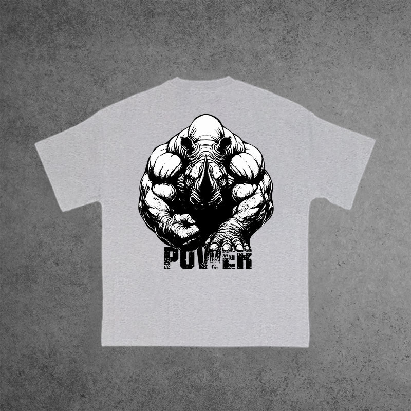 Gym 100% Cotton Power Print T-shirt - Grey - US16-18(2XL) - image 7