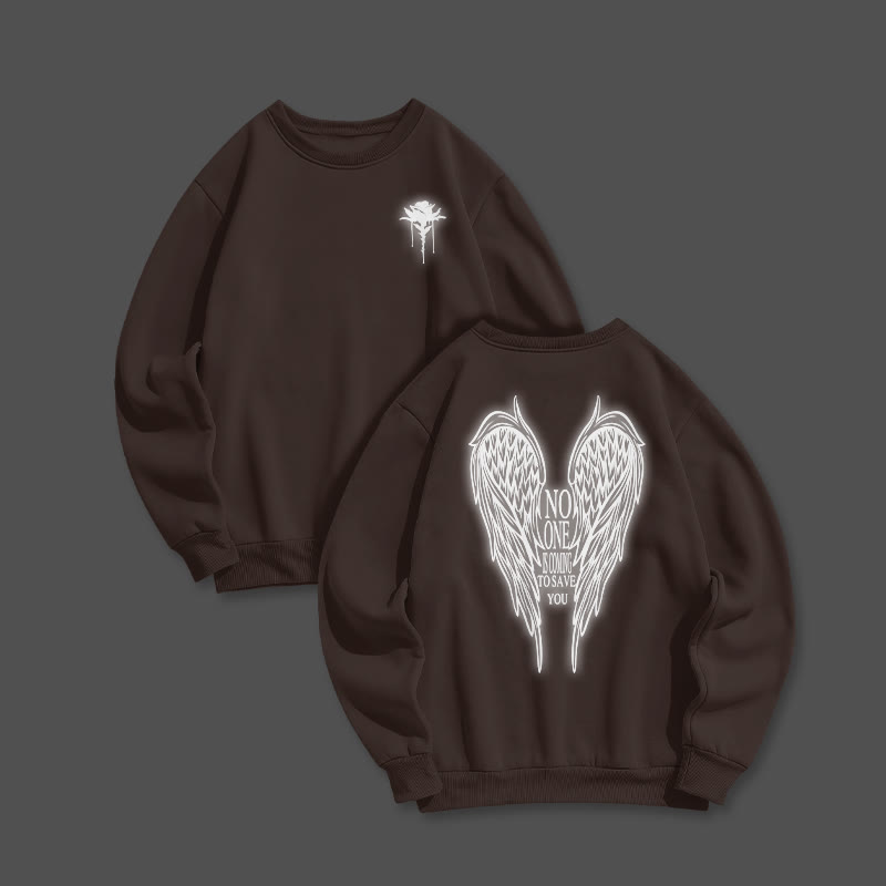 No One Is Coming To Save You Reflective Print Sweatshirt - Coffee - US16-18(2XL) - image 6