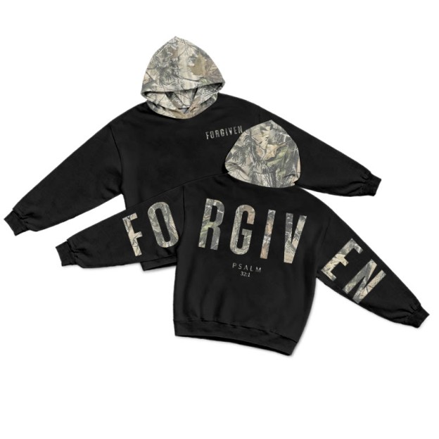 Forgiven Psalm 32:1 Dead Leaves Camouflage Print Hoodie - Black - US28-30(4XL) - image 14