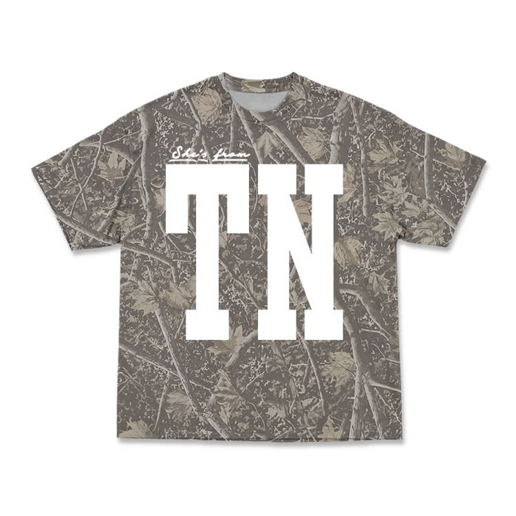 Vintage Forest Camo Graphic T-Shirt - TN - Olive Green - 5XL - image 13