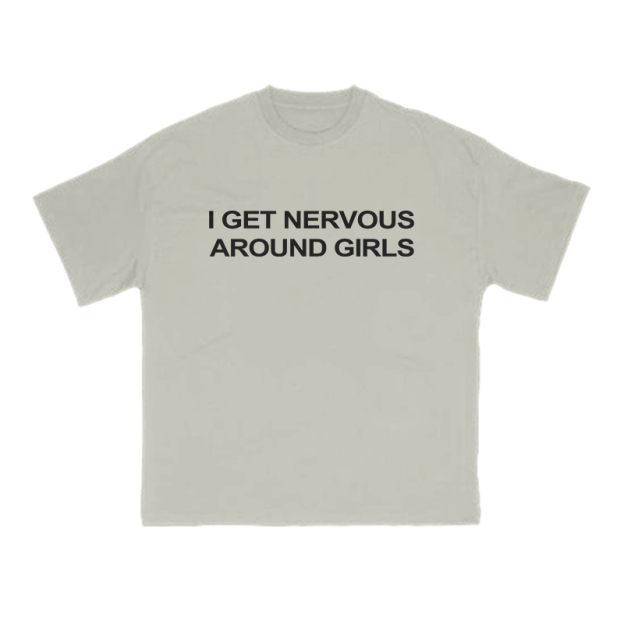 I GET NERVOUSAROUND GIRLS Print T-shirt - Warm Grey - US16-18(2XL) - image 4