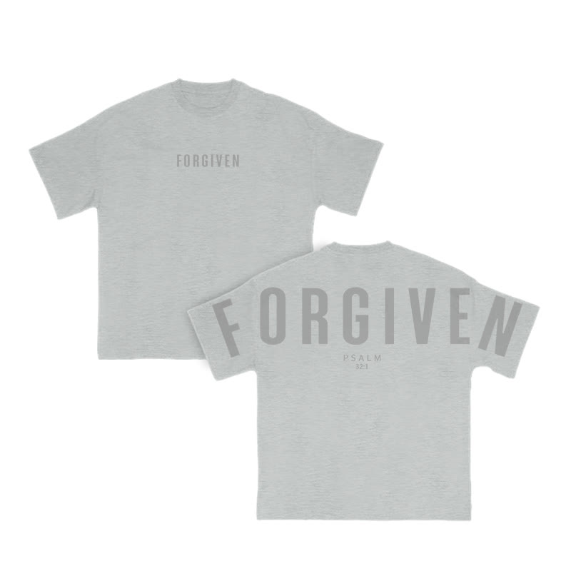 Unisex Forgiven Psalm 32:1 Print T-shirt - Grey - US16-18(2XL) - image 3