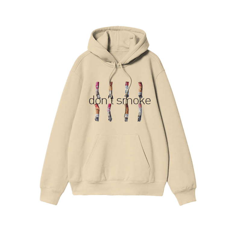 Unisex Don't Smoke Print Hoodie - Apricot - US16-18(2XL) - image 6