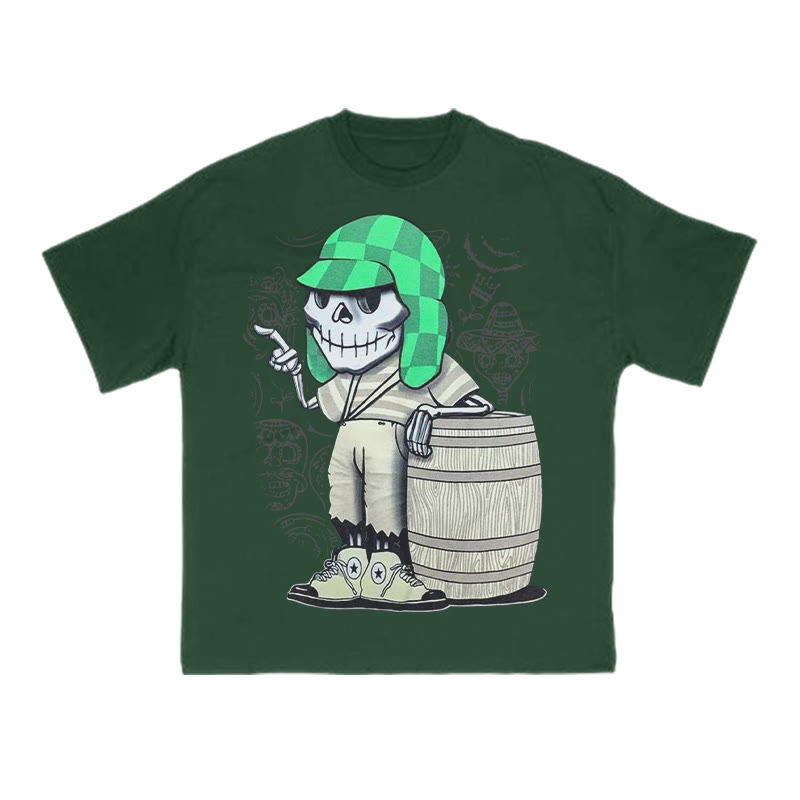 Unisex Funny Skeleton Halloween Print T-shirt - Dark Green - US16-18(2XL) - image 7