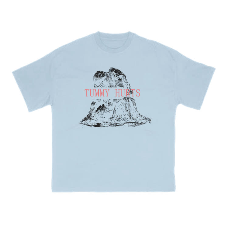 Tummy Hurts Print T-shirt - Light Blue - US16-18(2XL) - image 13