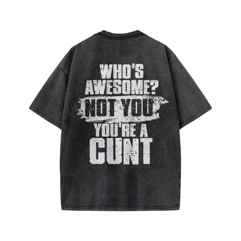 100% Cotton YOU'RE A CUNT Gym Print Acid Washed T-shirt - image 3