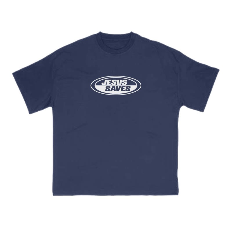 Jesus Saves Vintage Print T-shirt - Navy Blue - US16-18(2XL) - image 12