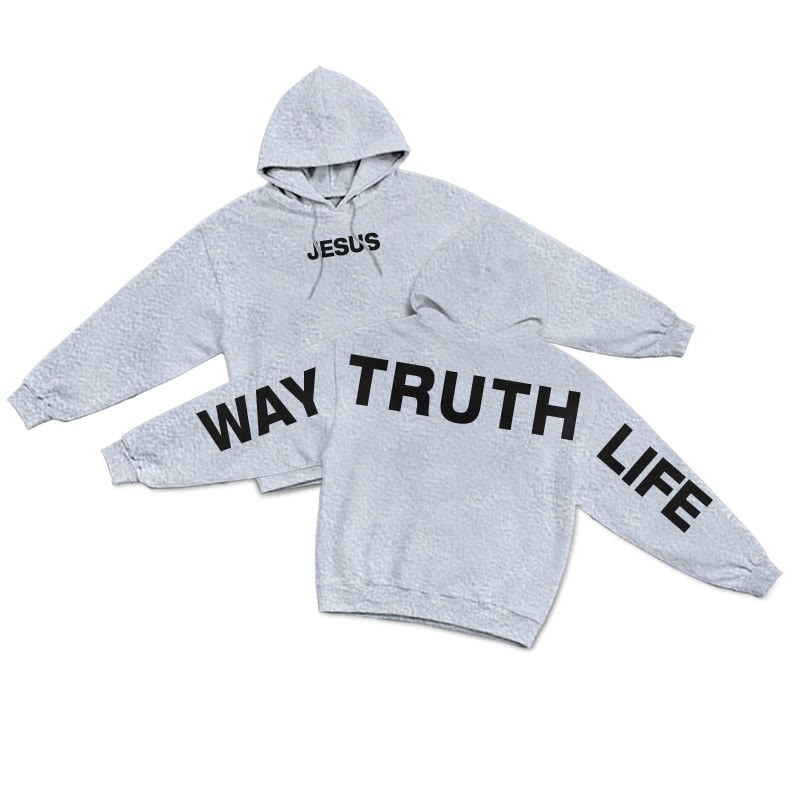 Jesus Is The Way The Truth The Life Creative Back Print Hoodie - Grey - US16-18(2XL) - image 8