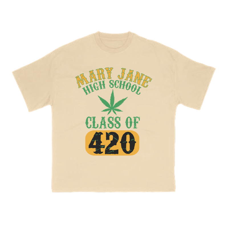 Mary Jane High School Class Of 420 Print T-shirt - Apricot - US16-18(2XL) - image 5