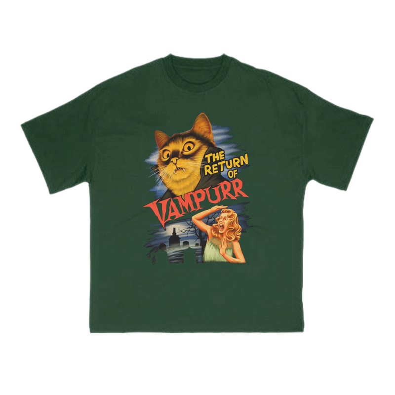 The Return Of Vampurr Cat Print T-shirt - Green - US16-18(2XL) - image 9