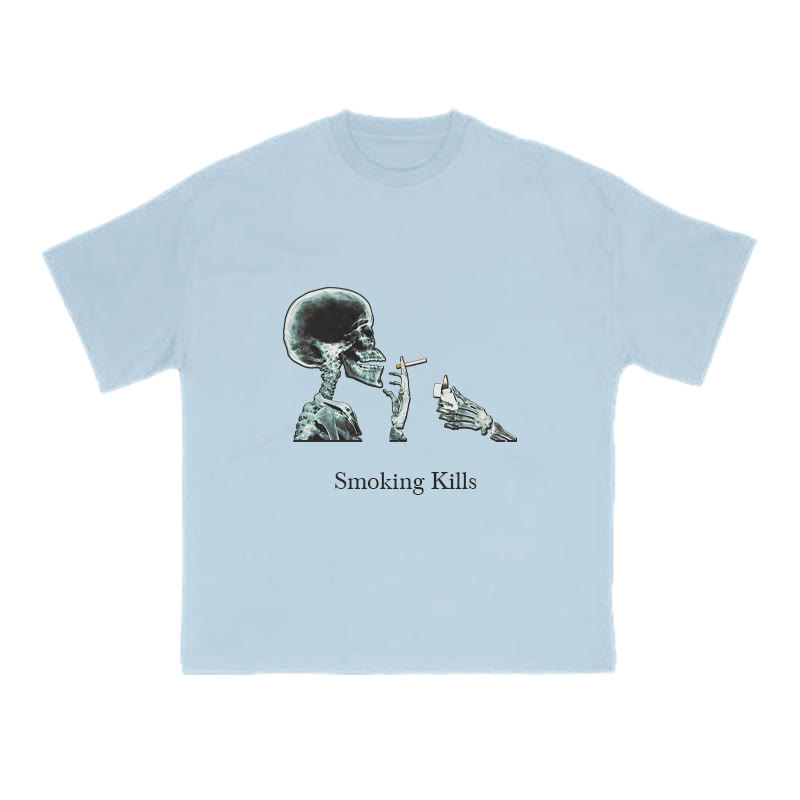 Smoking Kills Print T-shirt - Light Blue - US16-18(2XL) - image 11