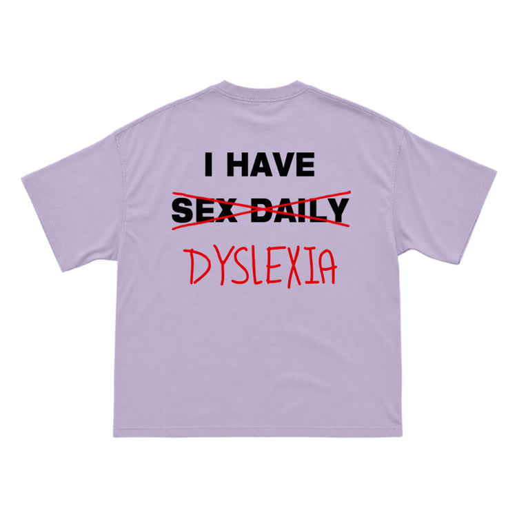 Casual Dyslexia Joke Back Print T-Shirt - Purple - US16-18(2XL) - image 11
