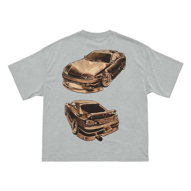 Vintage Dual Sports Car Back Graphic T-Shirt - Grey - US16-18(2XL) - image 13