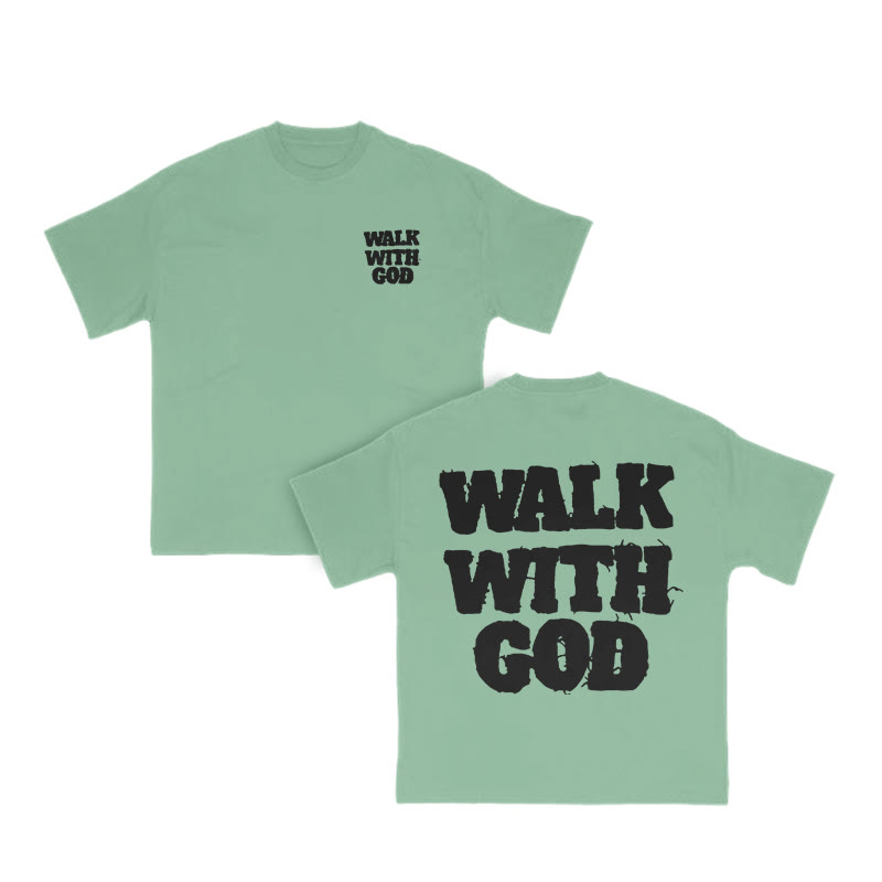 Unisex Walk With God Print T-shirt - Green - US16-18(2XL) - image 9