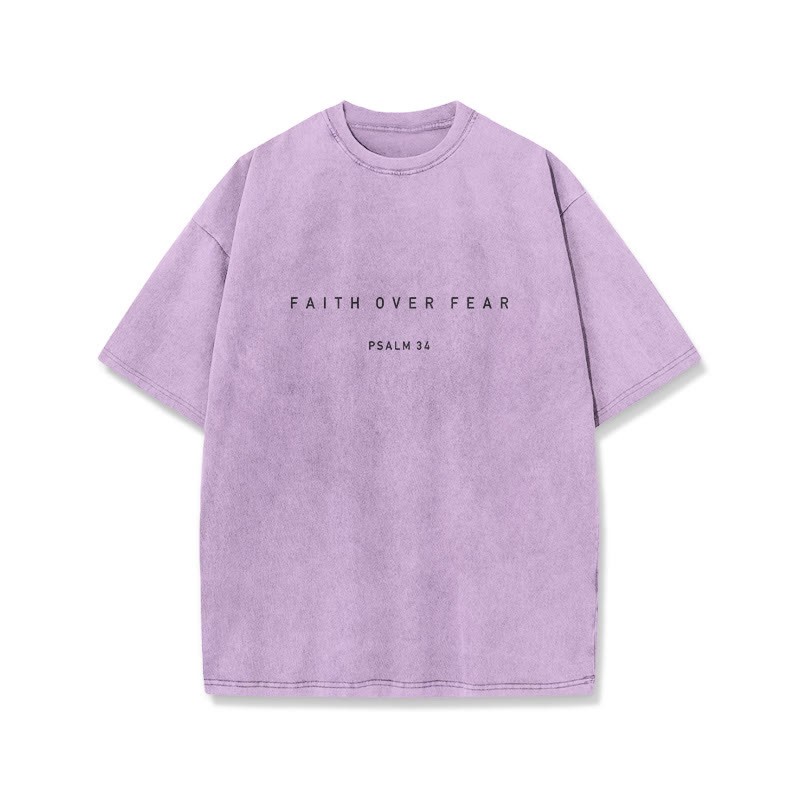 Faith Over Fear Psalm 34 Print Washed T-shirt