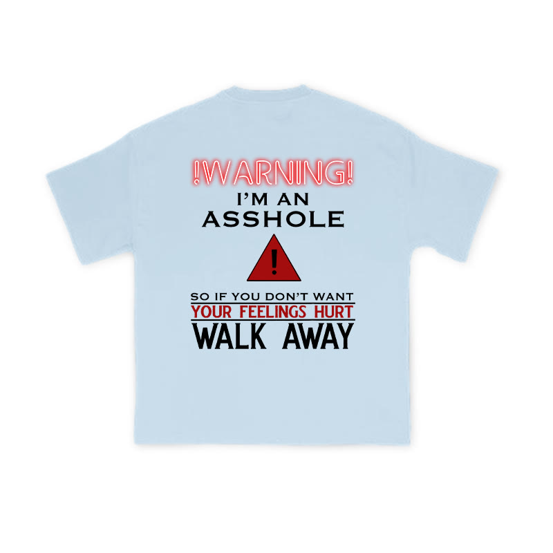 Warning I'm An Asshole Print T-shirt - Light Blue - US16-18(2XL) - image 12