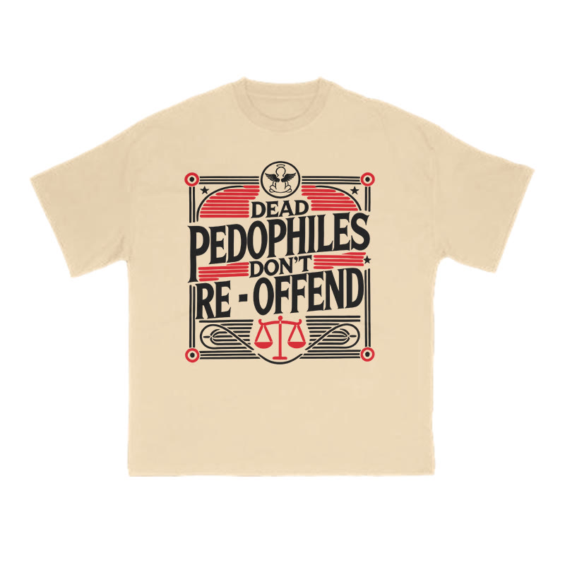 Dead Pedophiles Don't Re-offend Color-blocked Print T-shirt - Apricot - US16-18(2XL) - image 5