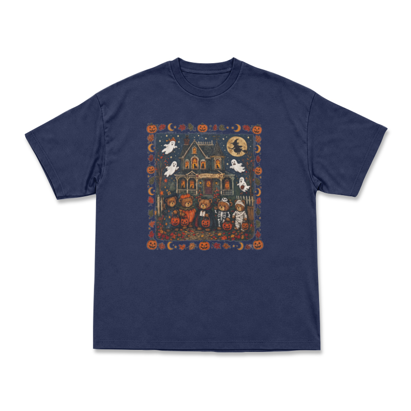 Halloween Haunted House Graphic T-Shirt - Navy Blue - US16-18(2XL) - image 8