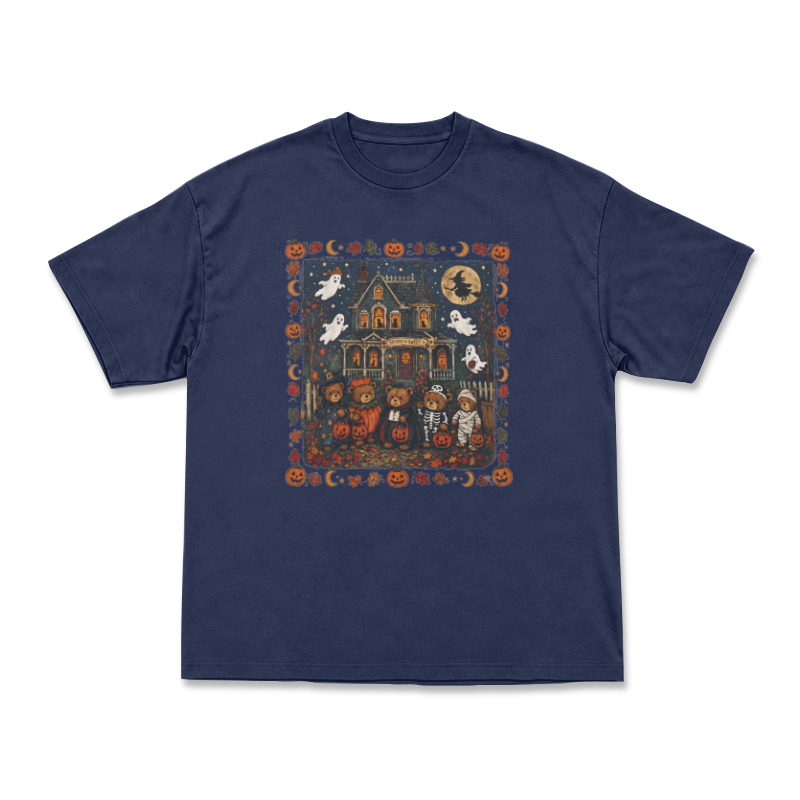 Halloween Haunted House Graphic T-Shirt - Navy Blue - US16-18(2XL) - image 8