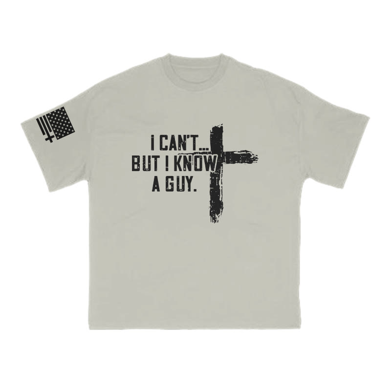 I Can't But I Know A Guy Cross Print T-shirt - Warm Grey - US16-18(2XL) - image 4