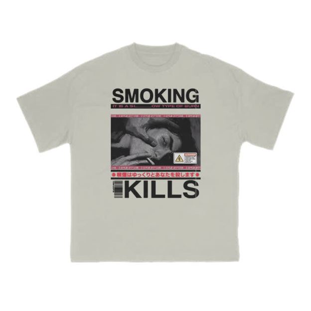 Smoking Kills Retro Manga Style Men Graphic Print T-Shirt - Warm Grey - US16-18(2XL) - image 13