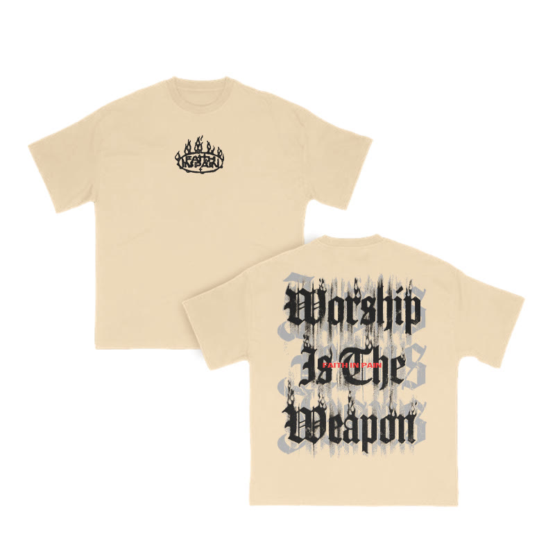 Worship Is The Weapon Print T-shirt - Apricot - US16-18(2XL) - image 6