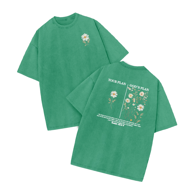 God's Plan Jeremiah 29:11 Print Acid Washed T-shirt - Green - US20-22(3XL) - image 9