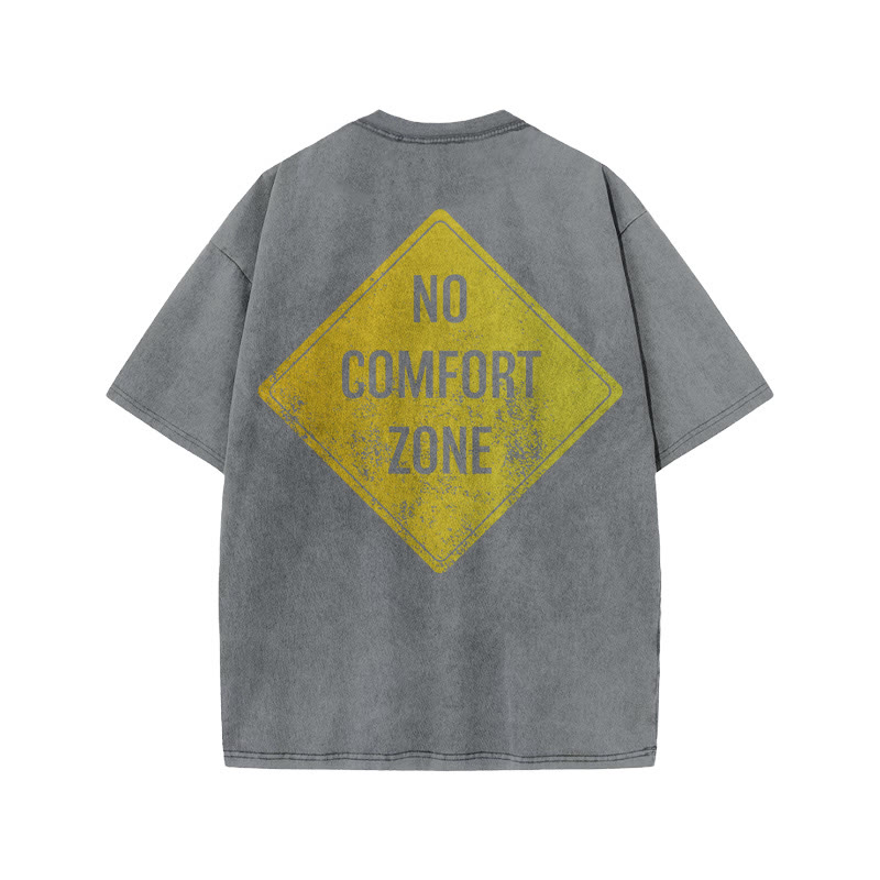 100% Cotton NO COMFORT ZONE Gym Print Acid Washed T-shirt - Grey - US20-22(3XL) - image 4