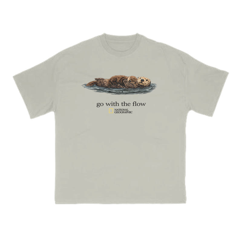 Go With The Flow Like A Sea Otter Print T-shirt - Warm Grey - US16-18(2XL) - image 4