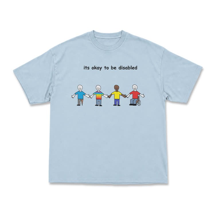 Its Okay To Be Disabled Graphic Crew Neck T-Shirt - Light Blue - US16-18(2XL) - image 11