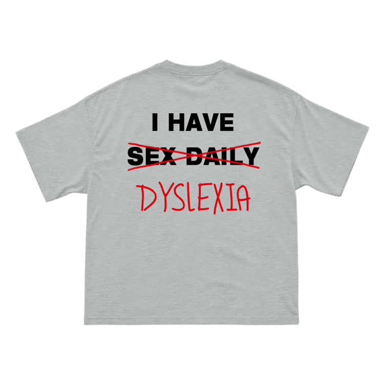 Casual Dyslexia Joke Back Print T-Shirt - Grey - US16-18(2XL) - image 12