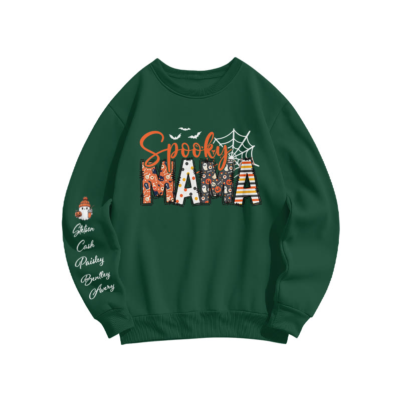 Unisex 100% Cotton Spooky Mama Halloween Print Sweatshirt - Dark Green - US16-18(2XL) - image 5