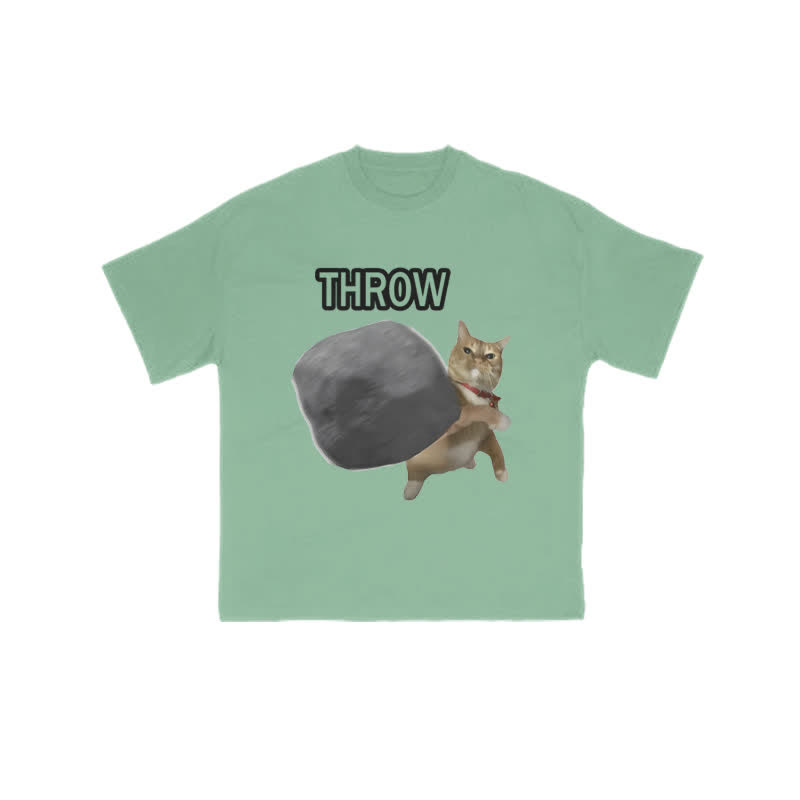 Unisex 100% Cotton  Violence Cat Art Print T-shirt - Green - US16-18(2XL) - image 8