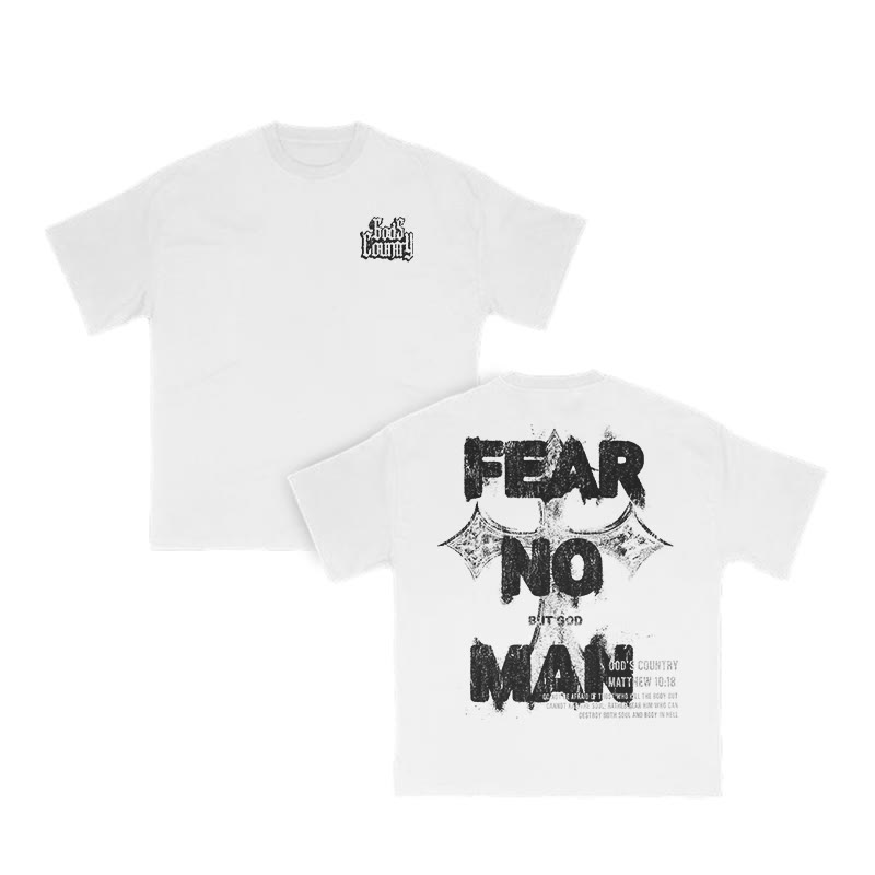 Fear No Man But God Print T-shirt - White - US16-18(2XL) - image 3