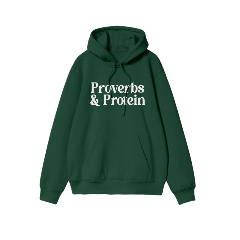 Proverbs & Protein Print Hoodie - Dark Green - US16-18(2XL) - image 6