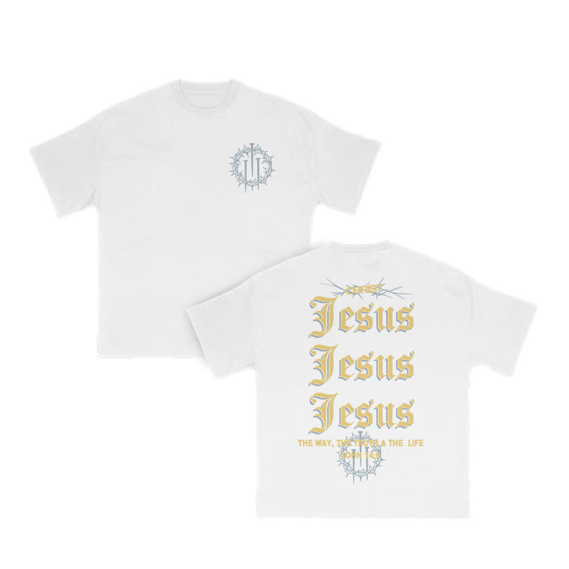 Unisex 100% Cotton Jesus John 14:6 Print T-shirt - White - US16-18(2XL) - image 4