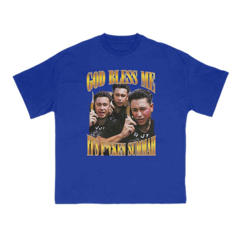 God Bless Me It's F*cken Summah Print T-shirt - Blue - US16-18(2XL) - image 7
