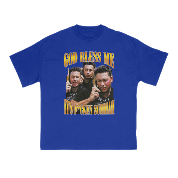 God Bless Me It's F*cken Summah Print T-shirt - Blue - US16-18(2XL) - image 7