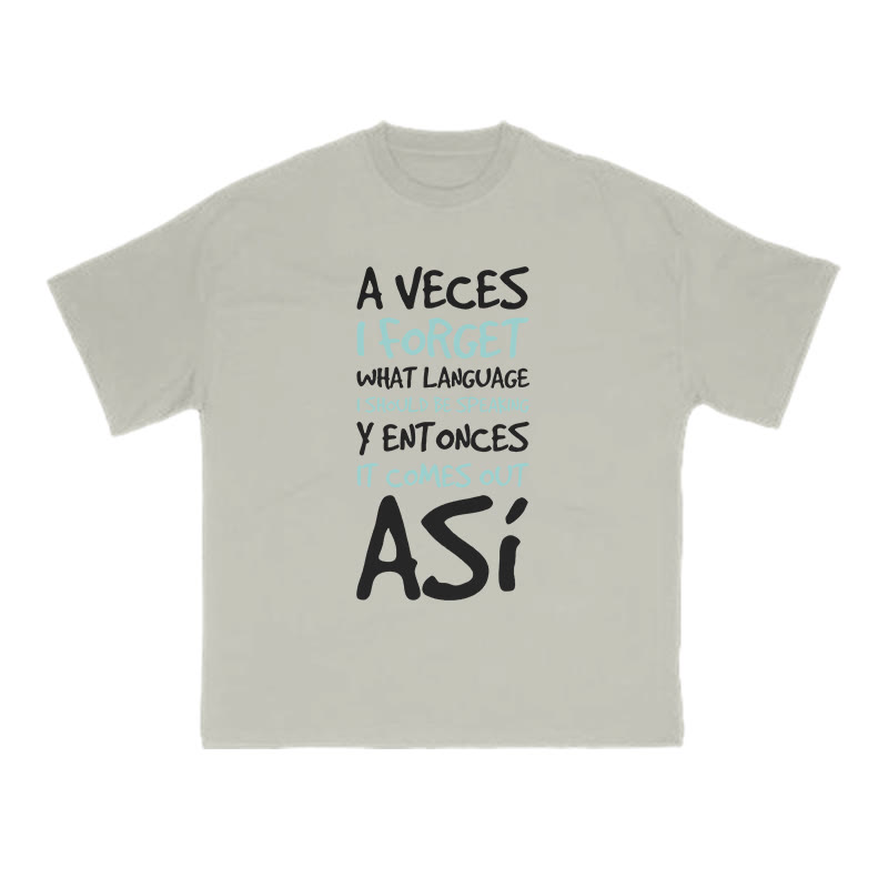 A Veces I Forget What Language I Should Be Speaking Print T-shirt - Warm Grey - US16-18(2XL) - image 4