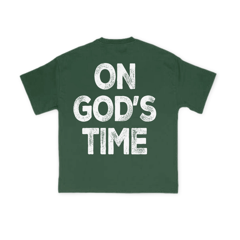 On God's Time Print T-shirt - Green - US16-18(2XL) - image 9
