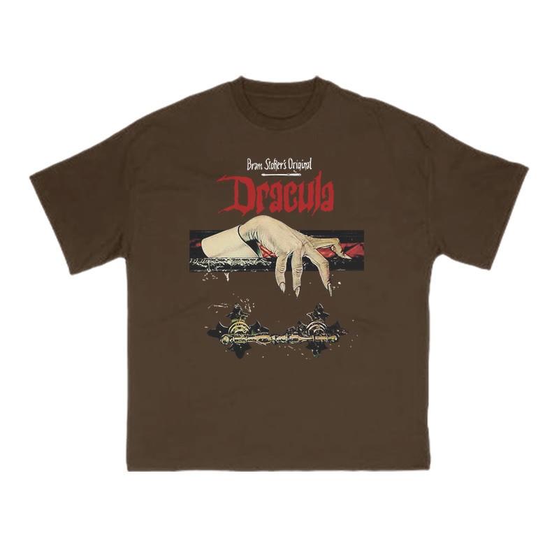 Unisex 100% Cotton Dracula Hand Print T-shirt - Coffee - US16-18(2XL) - image 6