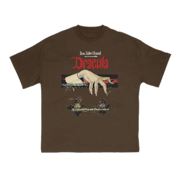 Unisex 100% Cotton Dracula Hand Print T-shirt - Coffee - US16-18(2XL) - image 6