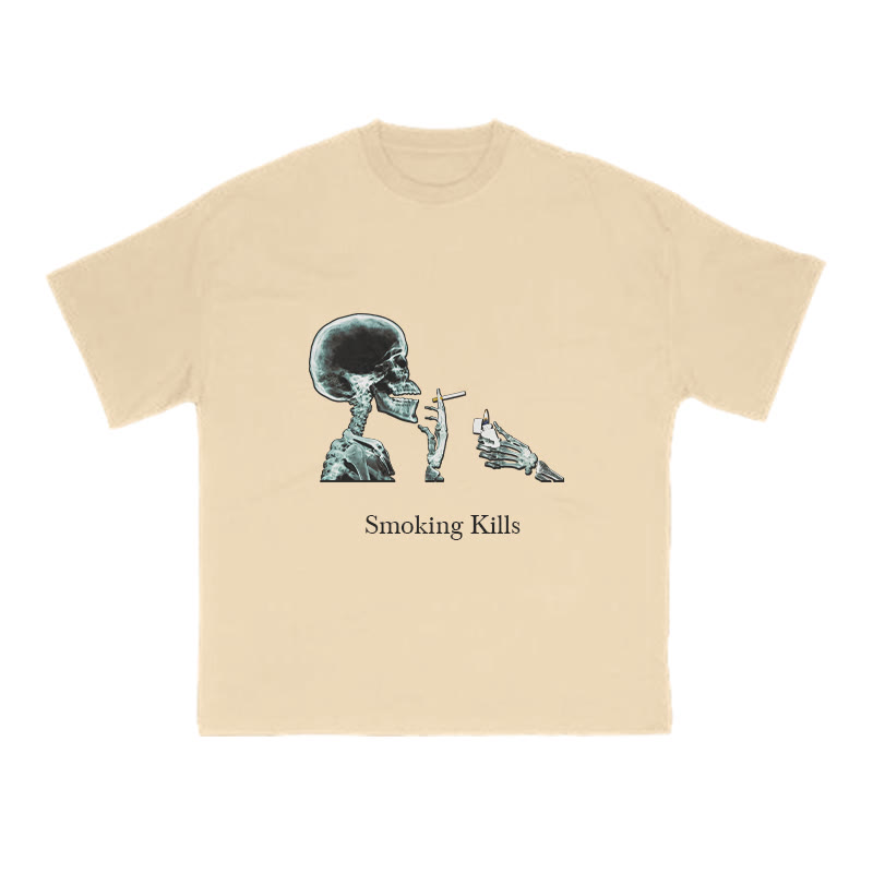 Smoking Kills Print T-shirt - Apricot - US16-18(2XL) - image 5