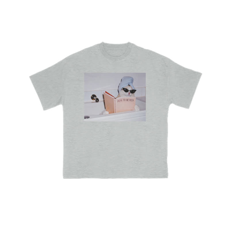 Unisex 100% Cotton How To Be Rich Print T-shirt - Grey - US16-18(2XL) - image 3